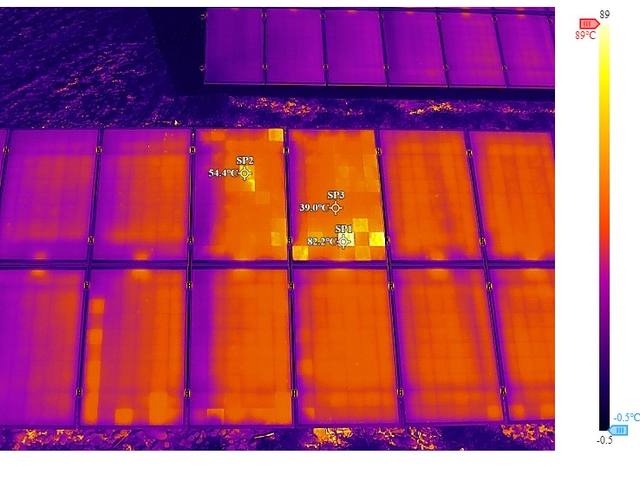 Termogramma con punti di misura: SP1 a 82,2 °C